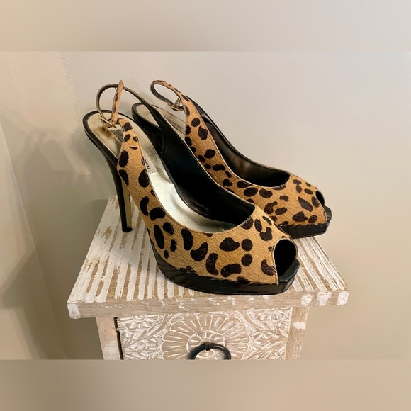 Steve Madden Leopard Print / Peep Toe / Slingback Heels - 7.5 - Picture 2 of 5